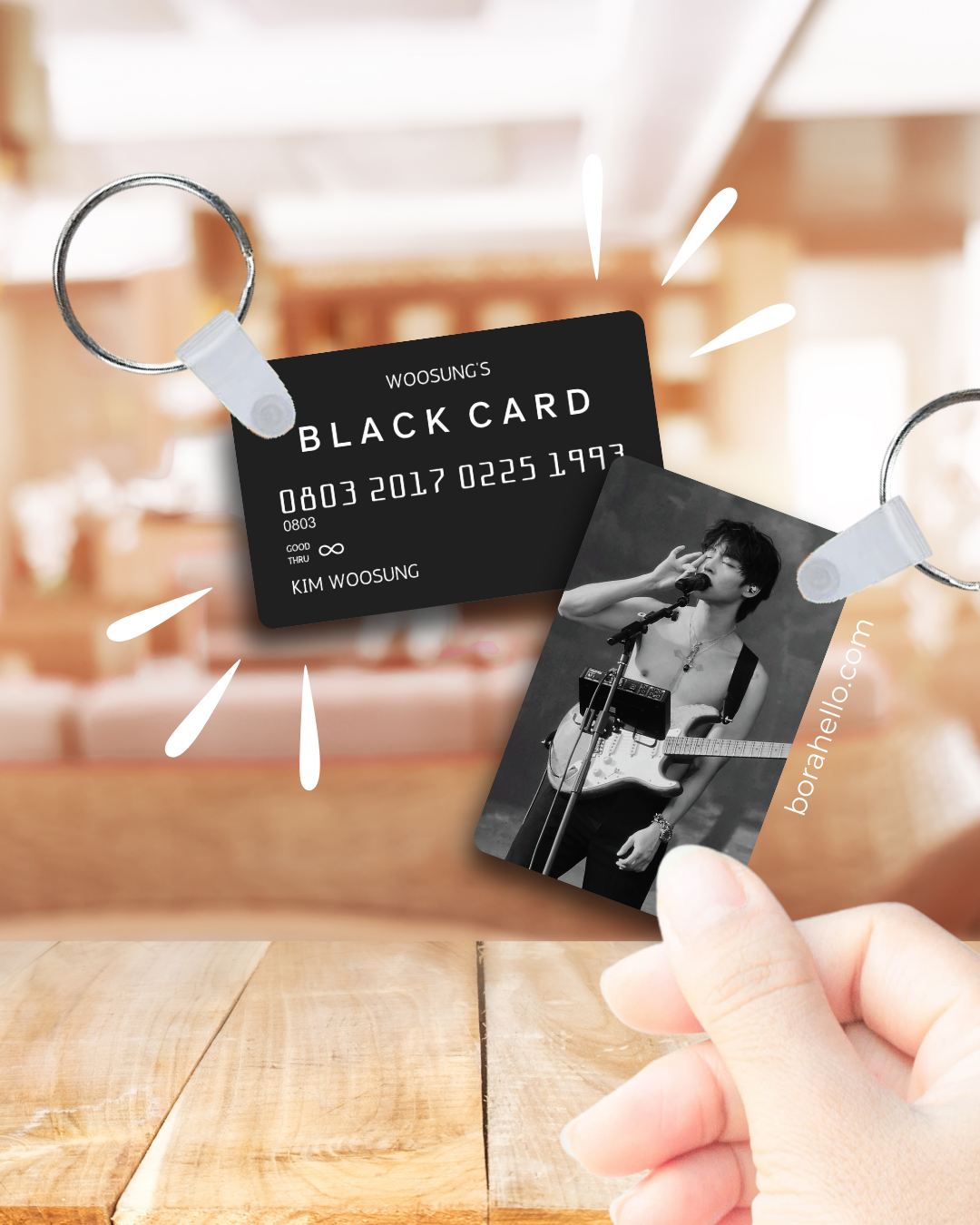 The Rose Metal "Black Card" Photocard Keychain