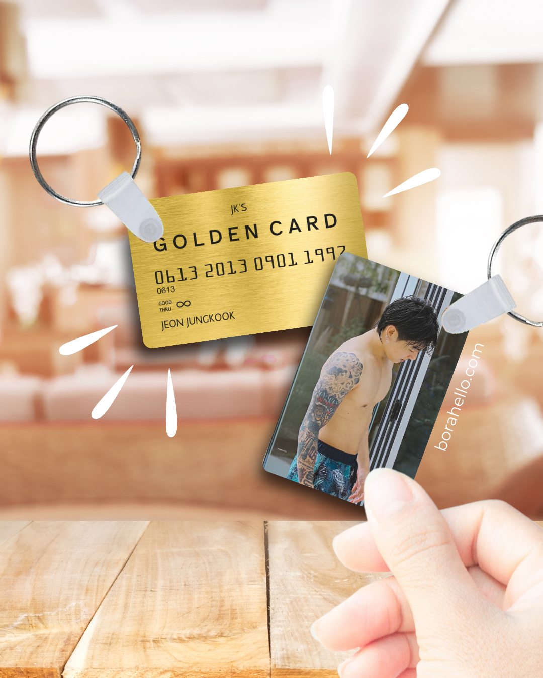 Jungkook / JK Metal "Golden Card" Photocard Keychain