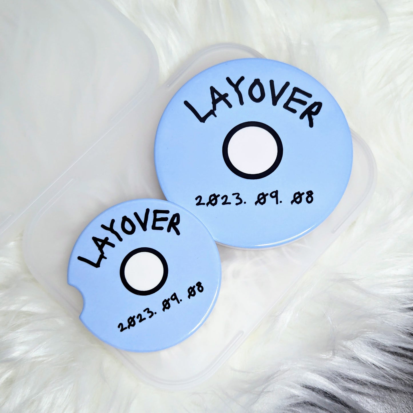 V “Layover” Ceramic Coaster (Regular & Car coasters available) | Coaster | borahello