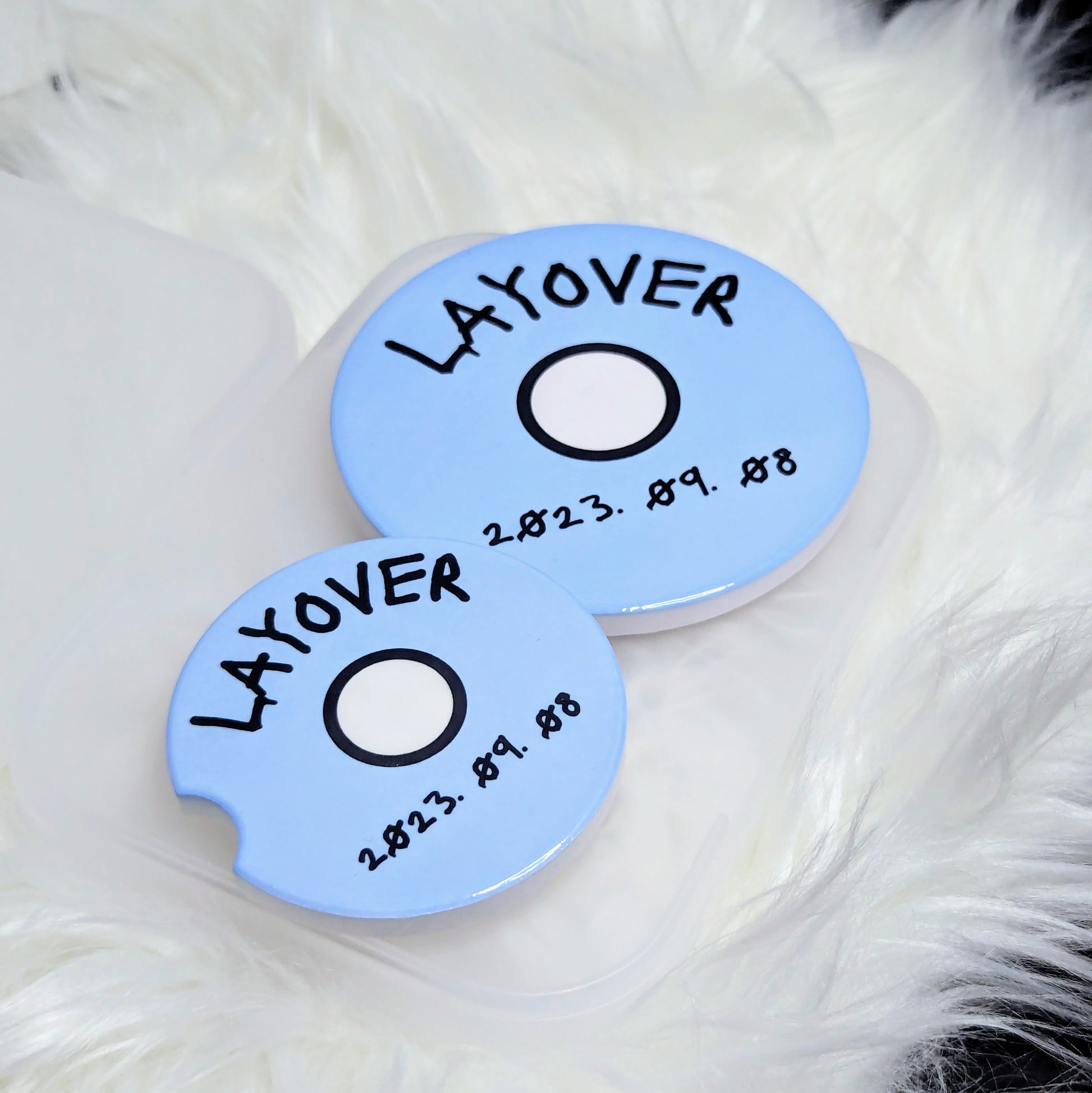 V “Layover” Ceramic Coaster (Regular & Car coasters available) | Coaster | borahello