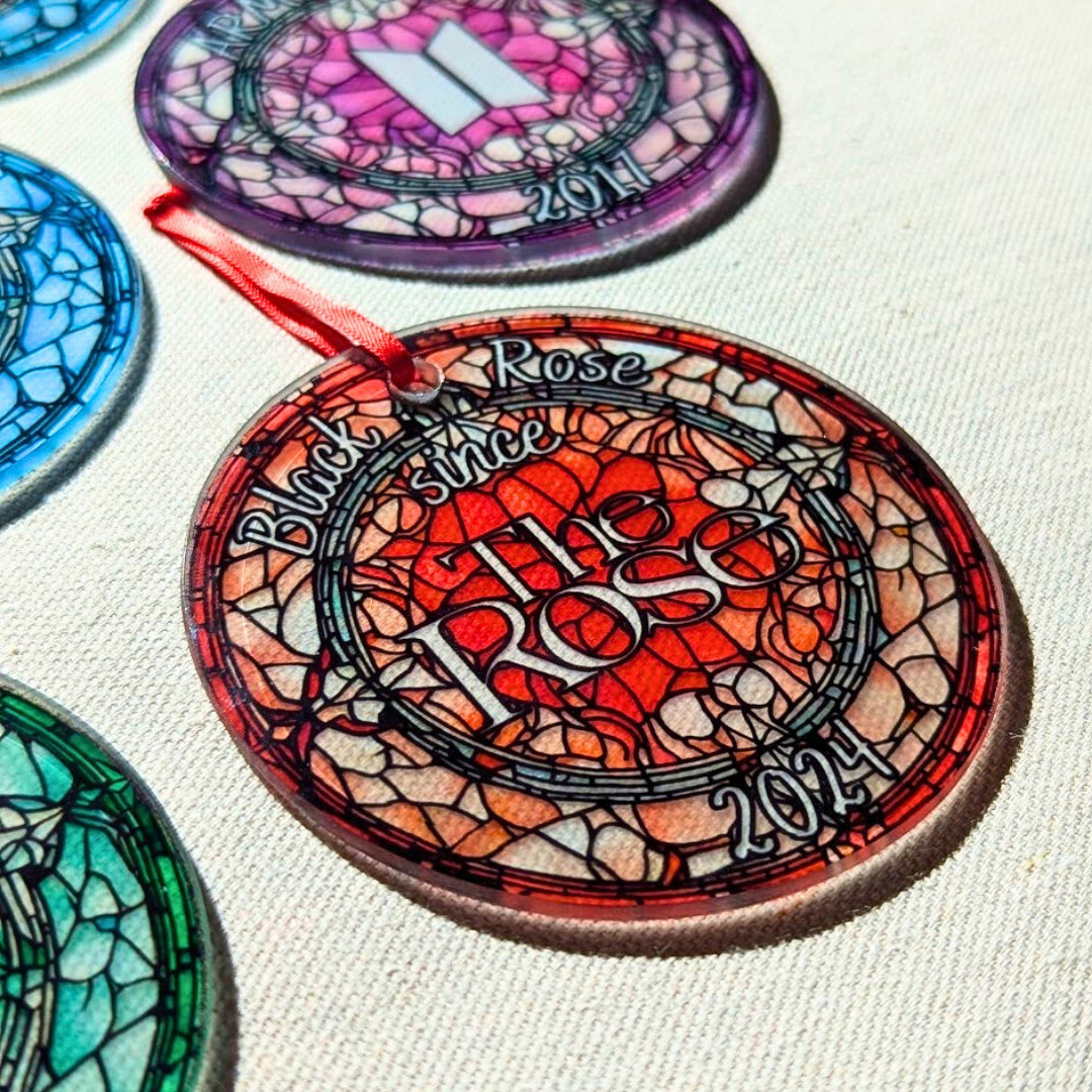 The Rose Black Rose Debut Stained Glass Ornament